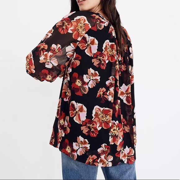 Madewell Tie-Back Bubble-Sleeve Blouse Top in French Rose size XS - Picture 2 of 14